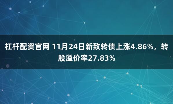 杠杆配资官网 11月24日新致转债上涨4.86%，转股溢价率27.83%